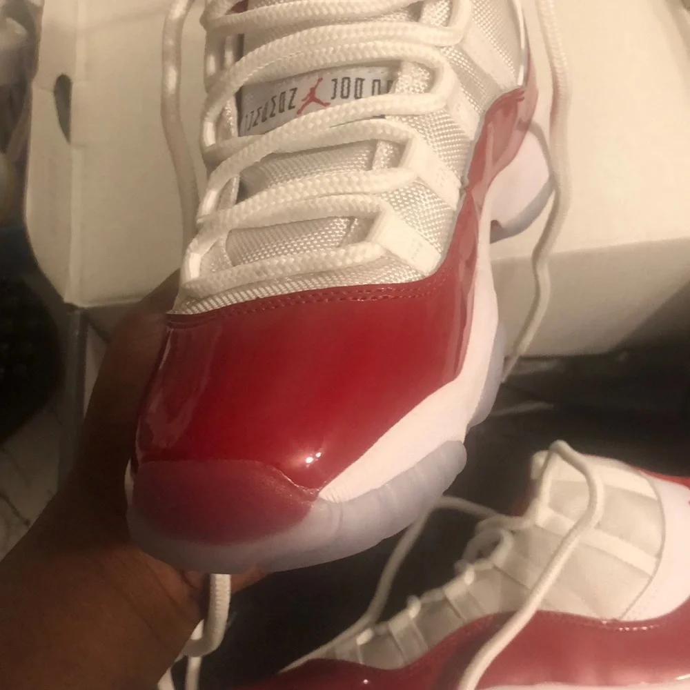 Jordan Red and White Sneakers Classic Basketball Design - Picture 3 of 3